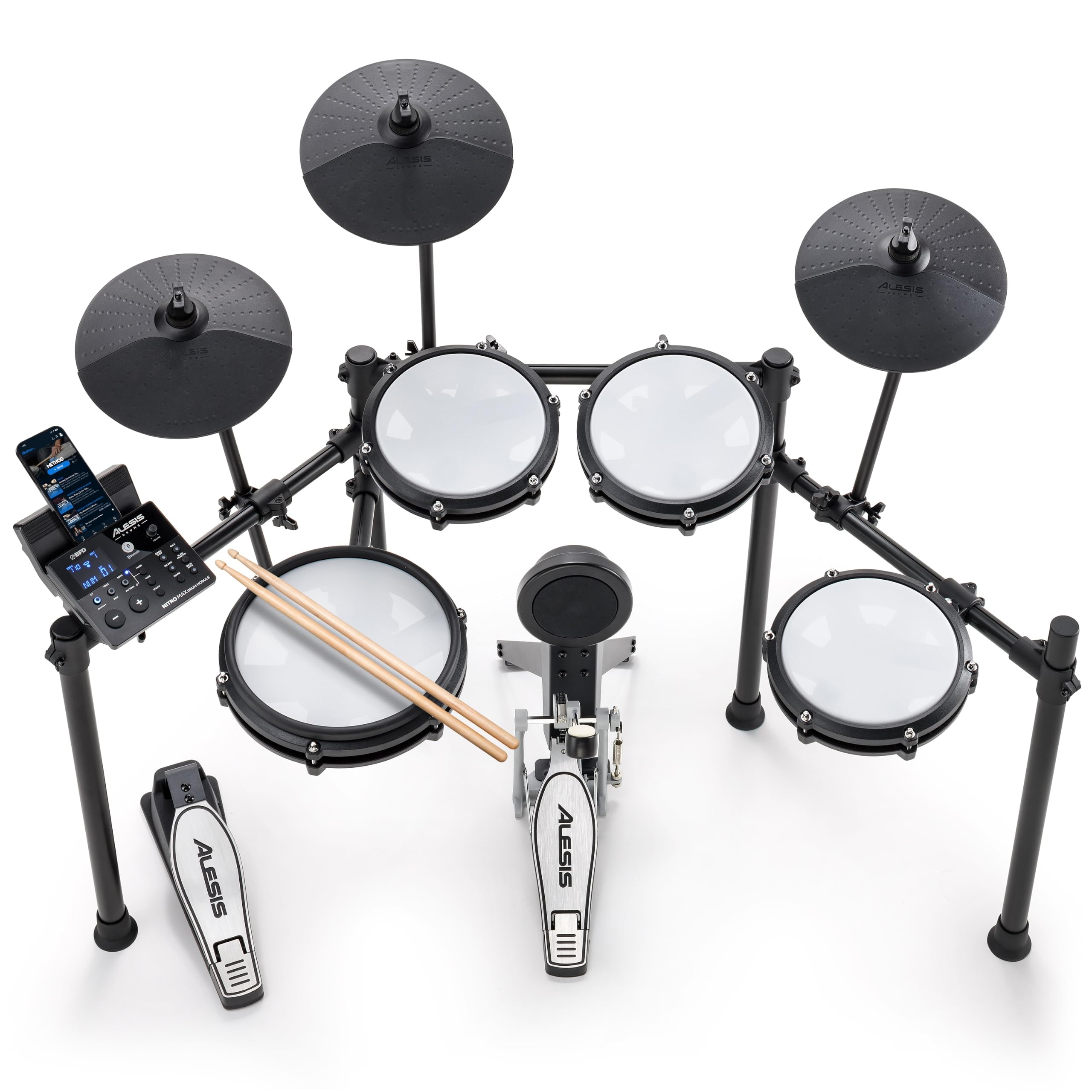 Alesis Nitro Max Electric Drum Set | 10" Dual-Zone Snare, 8" Toms, 10 "Cymbals, 