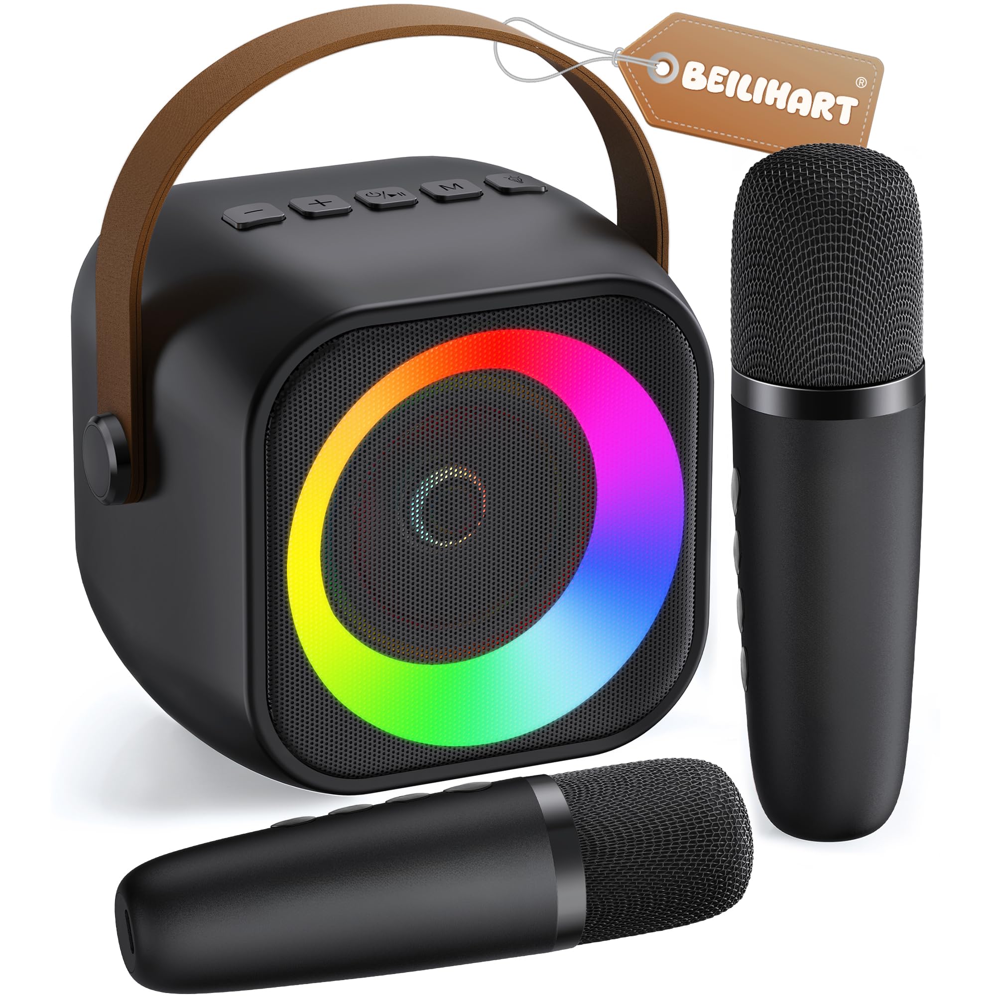 Mini Karaoke Machine,Portable Bluetooth Speaker with 2 Wireless Microphones | 36