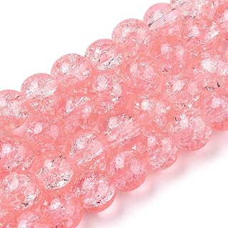 About 100pcs 8mm Round Crackle Glass Beads Handmade Loose Spacer Beads for DIY Friendship Bracelets Necklaces Crafts Jewelry Making