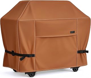 NettyPro Grill Cover for Outdoor Grill 56 Inch Waterproof Heavy Duty, Brown | 2-3 Burner Gas BBQ Cover for Outside, UV Protection, Windproof Strap, Air Vent, Fits Weber, Char-Broil, Brinkmann Barbecue