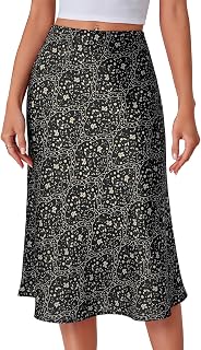 LYANER Women's Satin Silky Midi Skirt