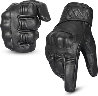 Hand Fellow Leather Motorbike Motorcycle Gloves Heavy Duty Thinsulate 3M Hipora Windproof Waterproof Winter All Weather Gloves Touch Screen hard Knuckle