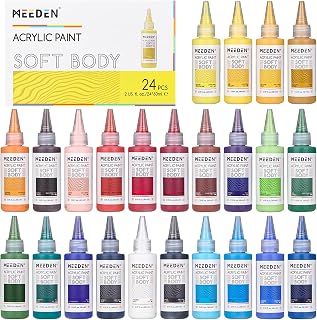 MEEDEN Soft Body Acrylic Paints Set: Matte Finish 24 Colors x 60ml/2oz