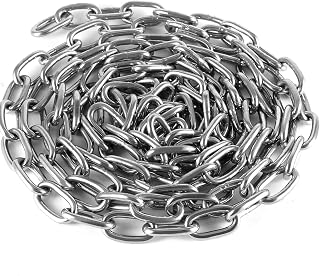 ZOENHOU 13 Feet 1/4 Inch 304 Stainless Steel Proof Coil Chain, Heavy Duty Hardened Straight Link Chain, Zinc Plated Chain for Truck Trailer Swing, Hanging