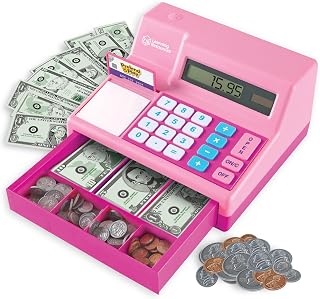 Learning Resources Pretend & Play Calculator Register Toy, Pink | Kids Play Set & Credit Card Toy, Register for Kids, Pretend Grocery Store Shopping Playset for Toddlers, Teaching Math Set
