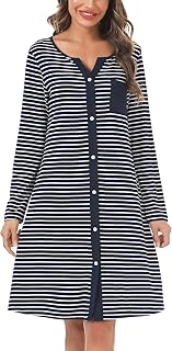 Marvmys Maternity Nightdress For Hospital Breastfeeding Nightwear | 3/4 Length Sleeves Nursing Nightgown Button Down Sleep Shirt V Neck Pajama Soft Loungwear For Pregnant Women