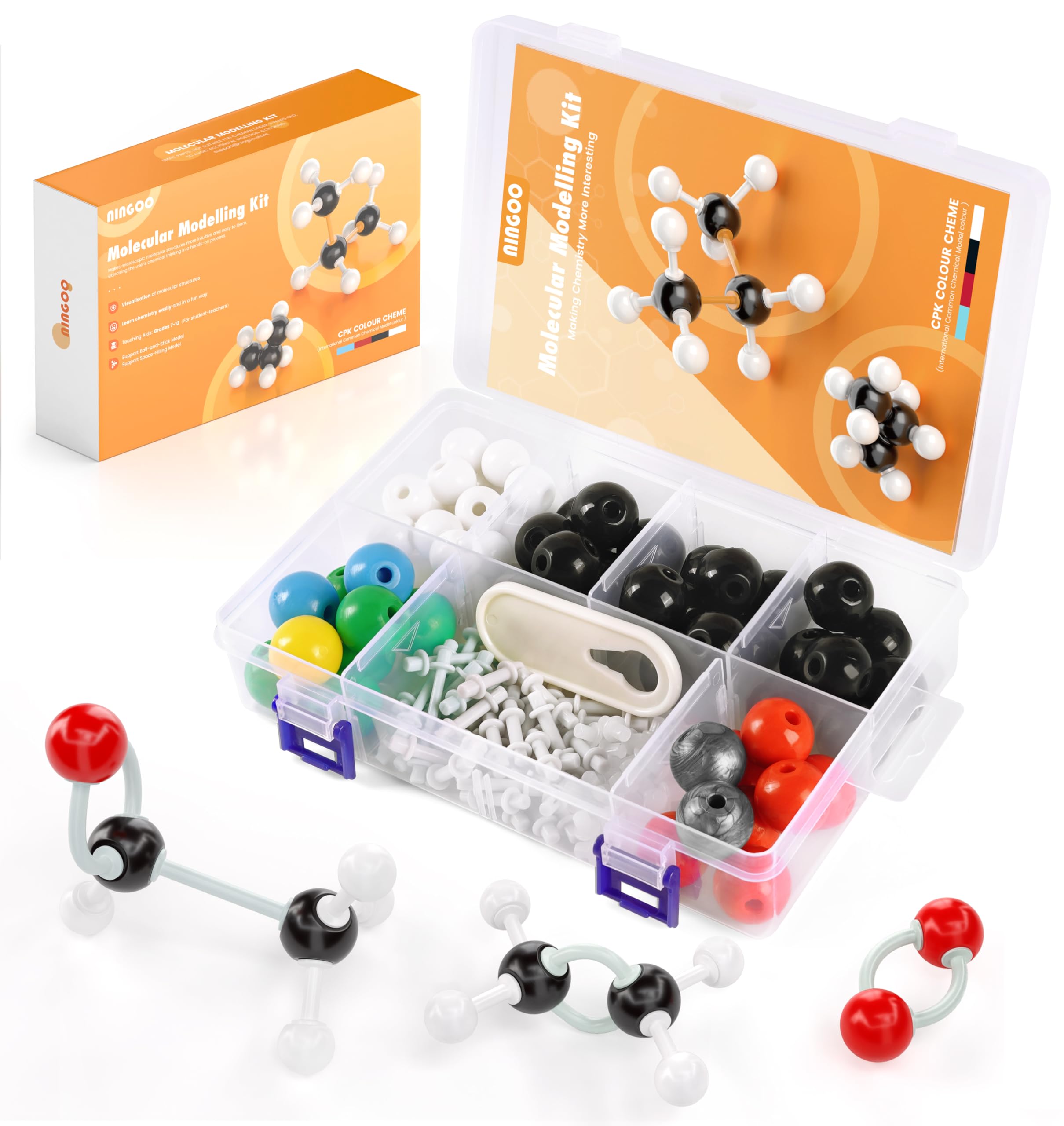 NINGOO Organic Chemistry Model Kit,124 PCS,for Students＆Teacher | Portable Desig