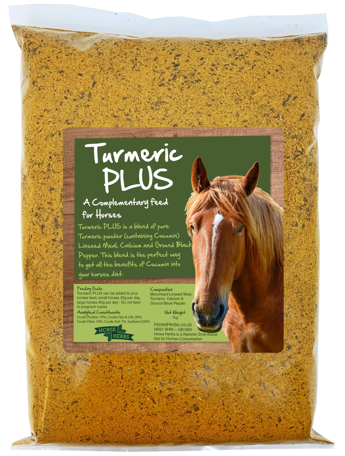 Horse Herbs Turmeric PLUS 1kg Bag | Natural Feed Supplement for Horses & Ponies,