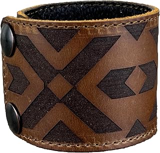 Stylish Leather Cuff Bracelet Full Grain Wide Wristband For Men and Women (Unisex)