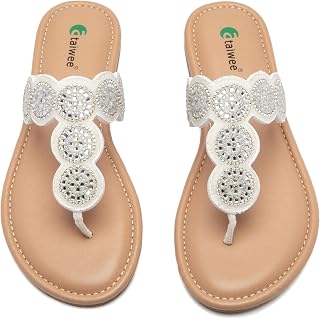 Ataiwee Women's Criss Cross Strappy Open Toe Vegan Leather Summer Sandals