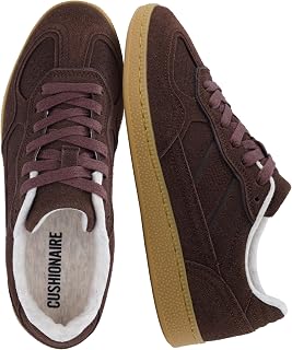 CUSHIONAIRE Bettina Women's Retro Sneaker with Cushioned Insole and Durable Gum Sole, Brown, 9.5 Inch, Braun, 24.0 cm