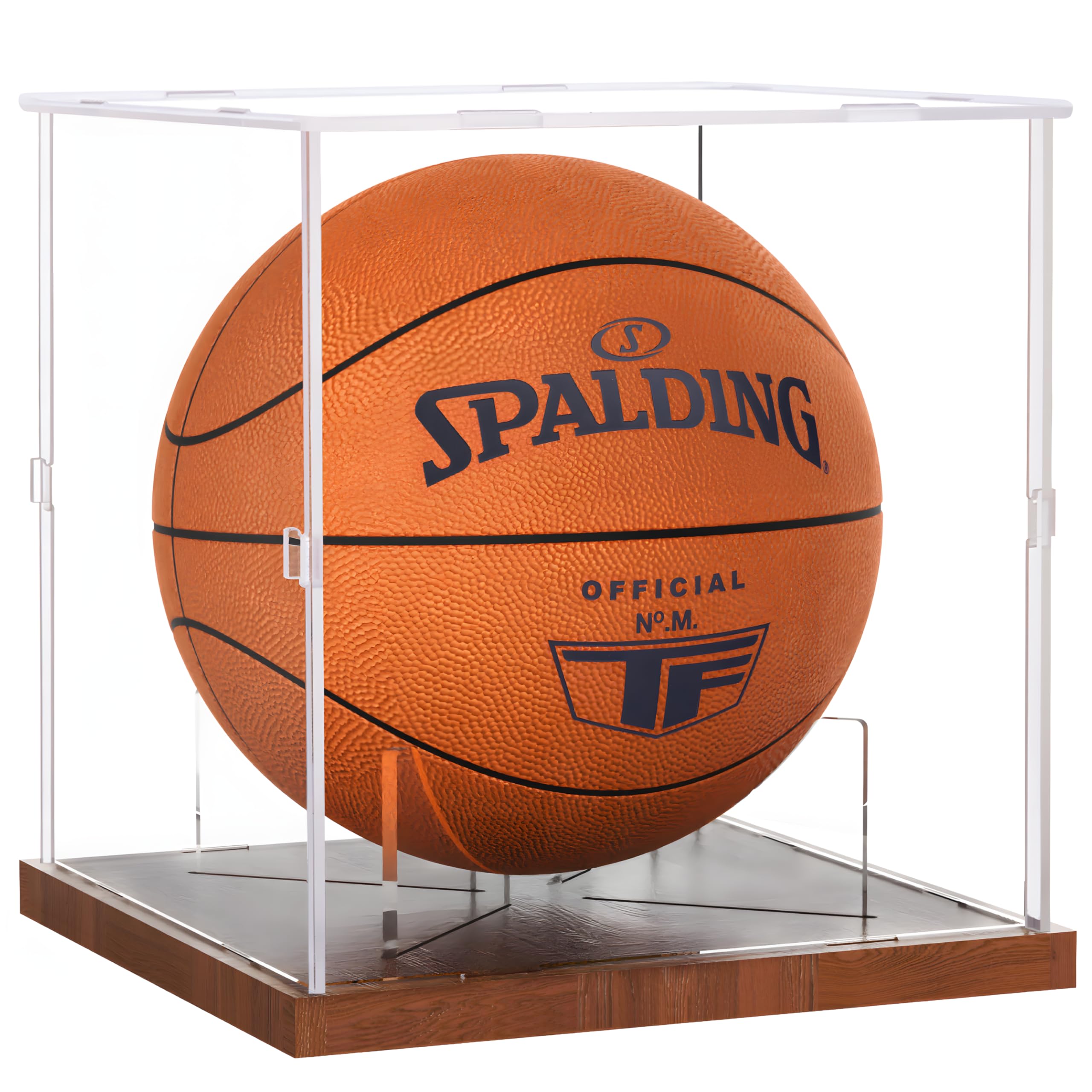 Fitense Full Size Acrylic Basketball Display Case with Solid Wood Base | UV shie