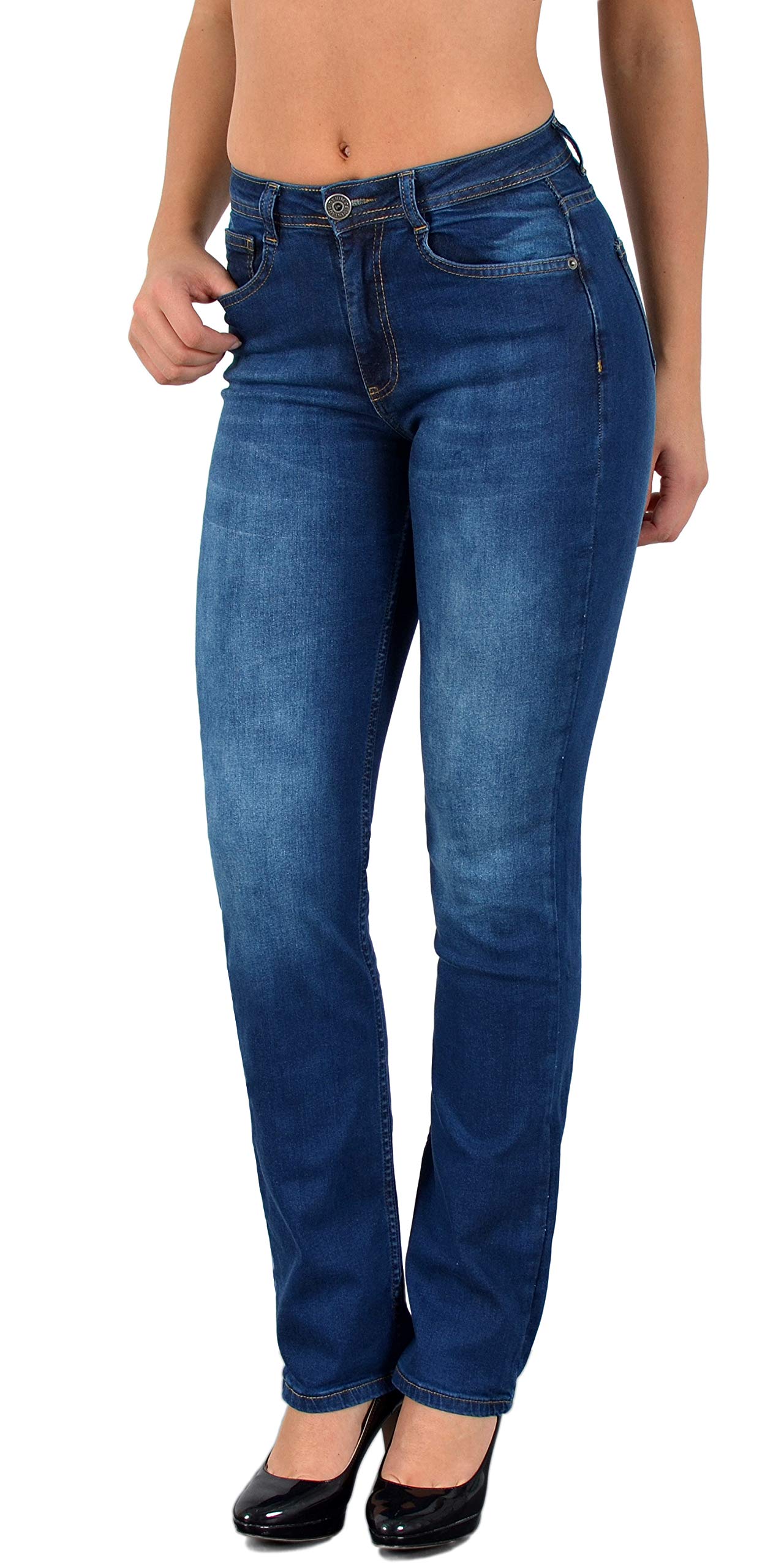 ESRA Women's Straight-Fit Jeans, Trousers, Straight Cut, up to Plus Size G700
