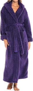 Alexander Del Rossa Womens Fluffy, Fuzzy Robe for Women,Women's Long Hooded Robes, Plus Size