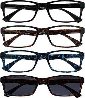 OPULIZE Rrrs92-1232 Black Brown Blue Readers with Brown Sun Reader Value 4 Pack Men Women +2.50-88 g
