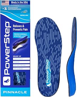 PowerStep Pinnacle Insoles, Plantar Fasciitis Relief (M 10-10.5, W 12-12.5) | Foot Orthotics for Plantar Fasciitis, Made in USA, Orthotic Insoles, Arch Support Inserts, Pronation, Podiatrist Recommended