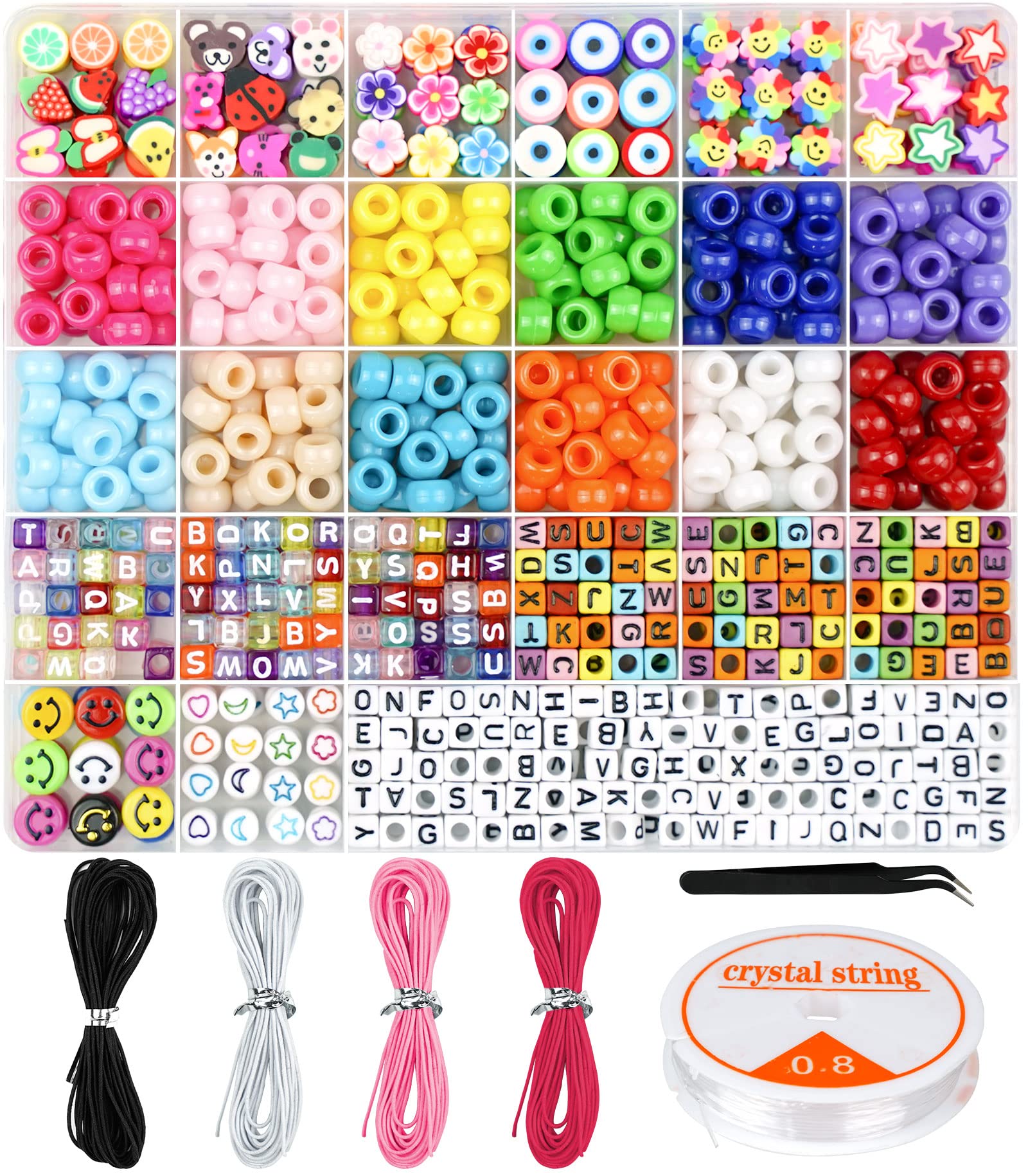 Dowsabel Bracelet Making Kit, Beads for Bracelets Making Pony, Kandi, Polymer Cl