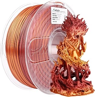 AMOLEN PLA 3D Printer Filament, Silk PLA Filament, 1.75 mm, Silk Shiny Filament Red Gold, 1 kg