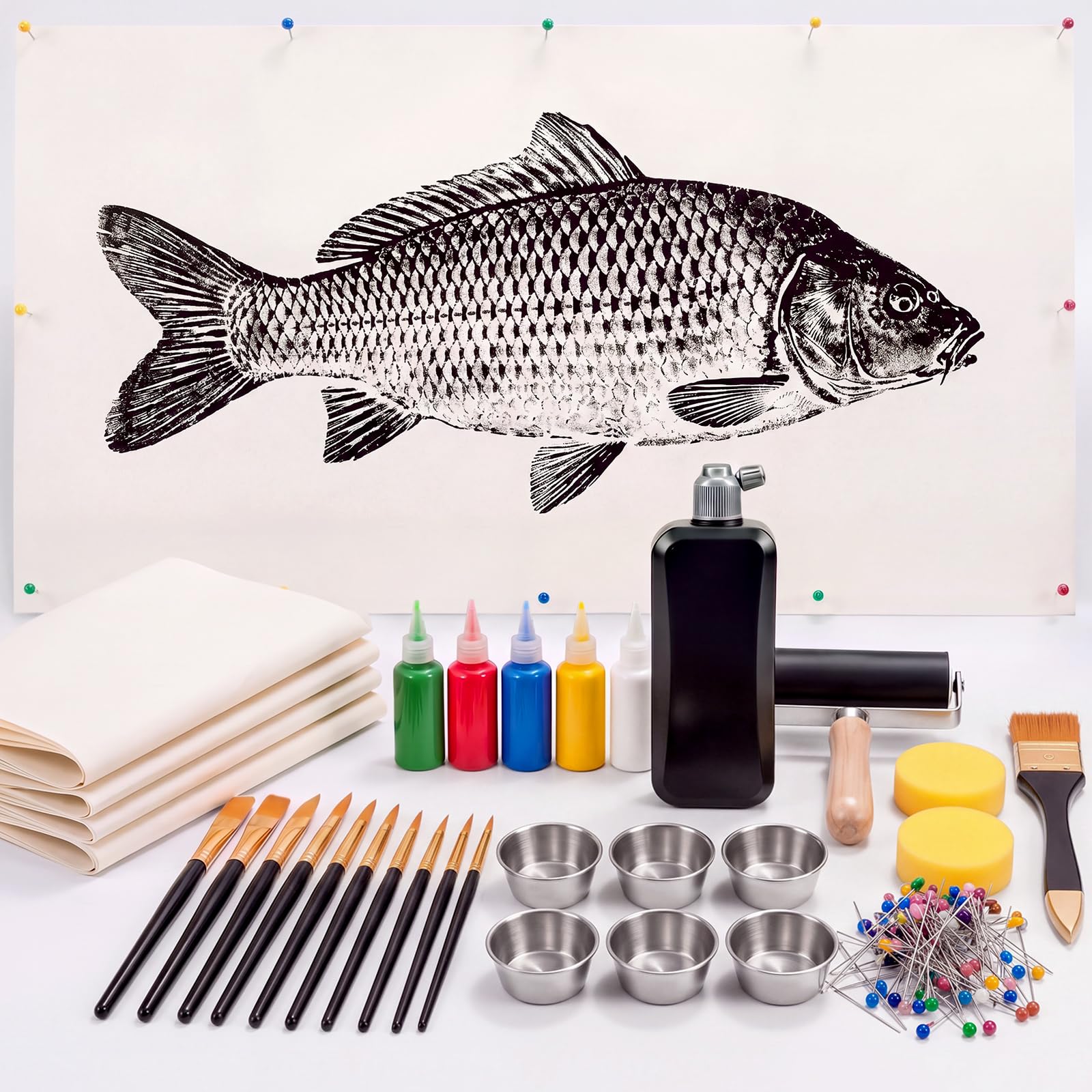 Amyhill Gyotaku Fish Printing Kit with 12 Sheets Rice Paper, 54 x 27 Inches | DI