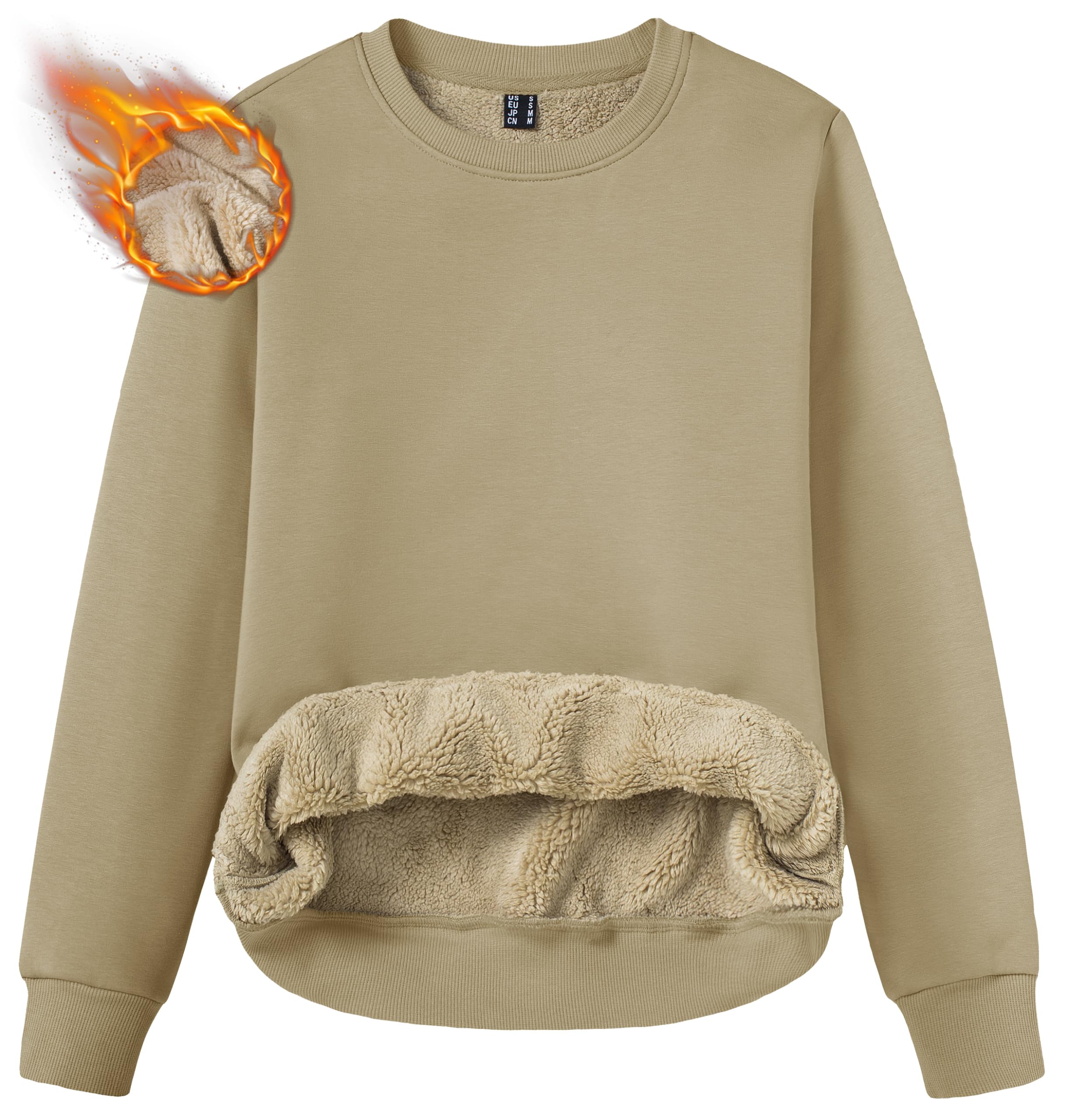 TACVASEN Women's Fleece Lined Sweatshirt Crewneck Winter Sherpa Pullover