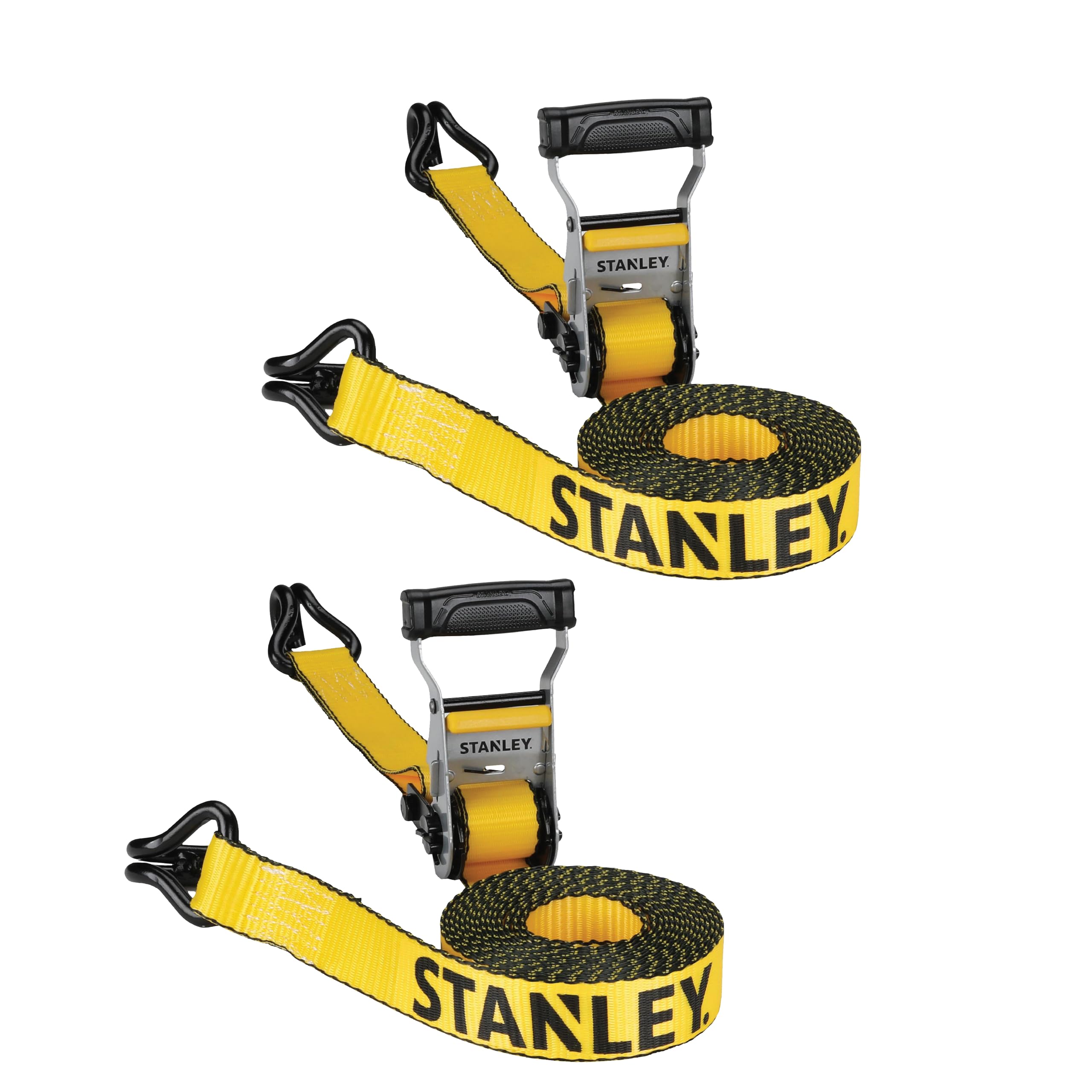 Stanley S50002 Black/Yellow 1.5" x 16' Heavy-Duty Ratchet Straps (5,000 lb Break