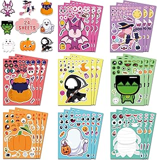 Halloween Party Favors,Halloween Stickers,DIY Crafts Stickers for Kids | Kids Halloween Decorations Games Toys Gifts Treats Activities Party Supplies,Halloween Goodie Bags (24 Sheets)