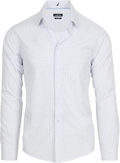 Nautica Slim Fit Mens Dress Shirts Long Sleeve Performance Polyester Fabric Wrinkle Free 4-Way Stretch