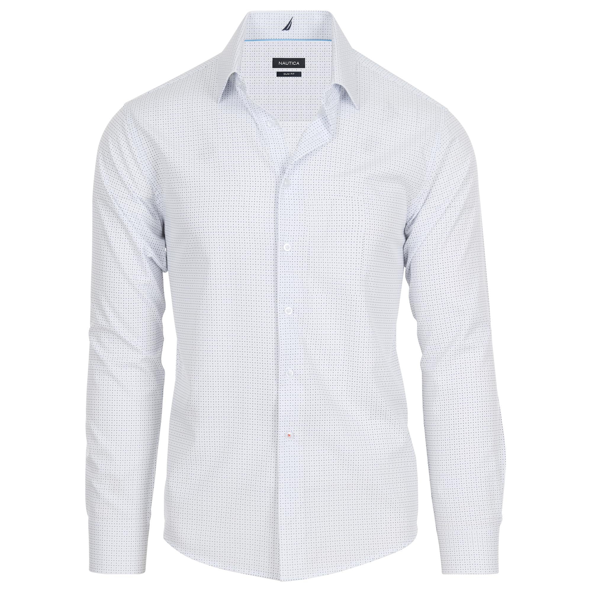 Nautica Slim Fit Mens Dress Shirts Long Sleeve Performance Polyester Fabric Wrin
