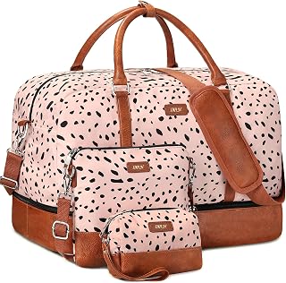 Weekender Bag for Women, 21" Womens Overnight Bag Travel Duffel Bag Set with Shoe Compartment Carry On Bag Fit 21.5" Laptop, Perfect for Travel/Business/Gift