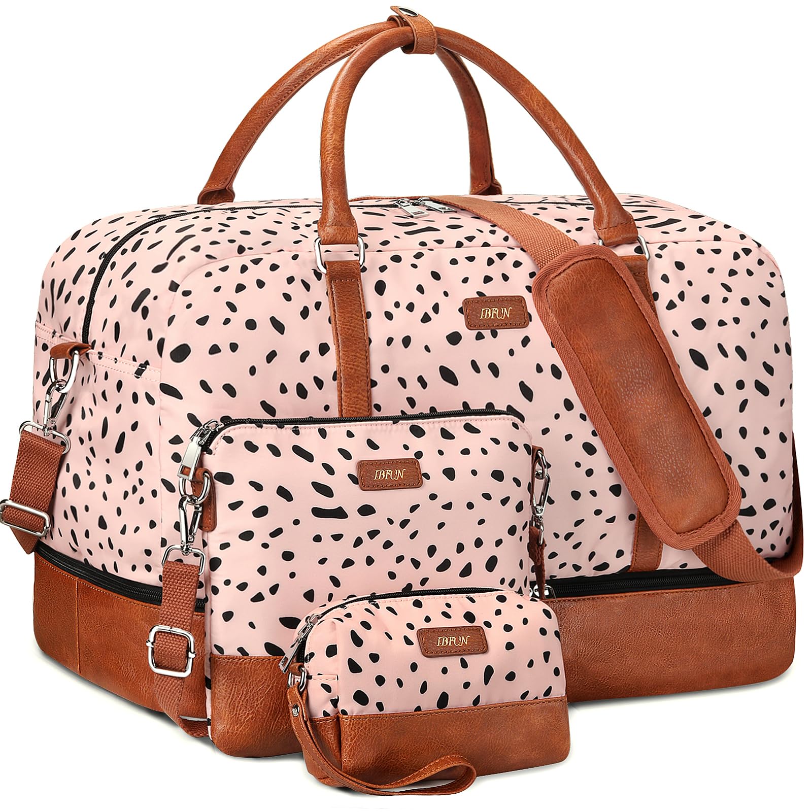 Weekender Bag for Women, 21" Womens Overnight Bag Travel Duffel Bag Set with Sho