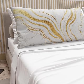 PETTI ARTIGIANI ITALIANI - Cotton Sheet Set for 1.5 Seater Bed with Pillowcases and Fitted Sheet 120 x 200 cm, White Marble Design, 100% Made in Italy