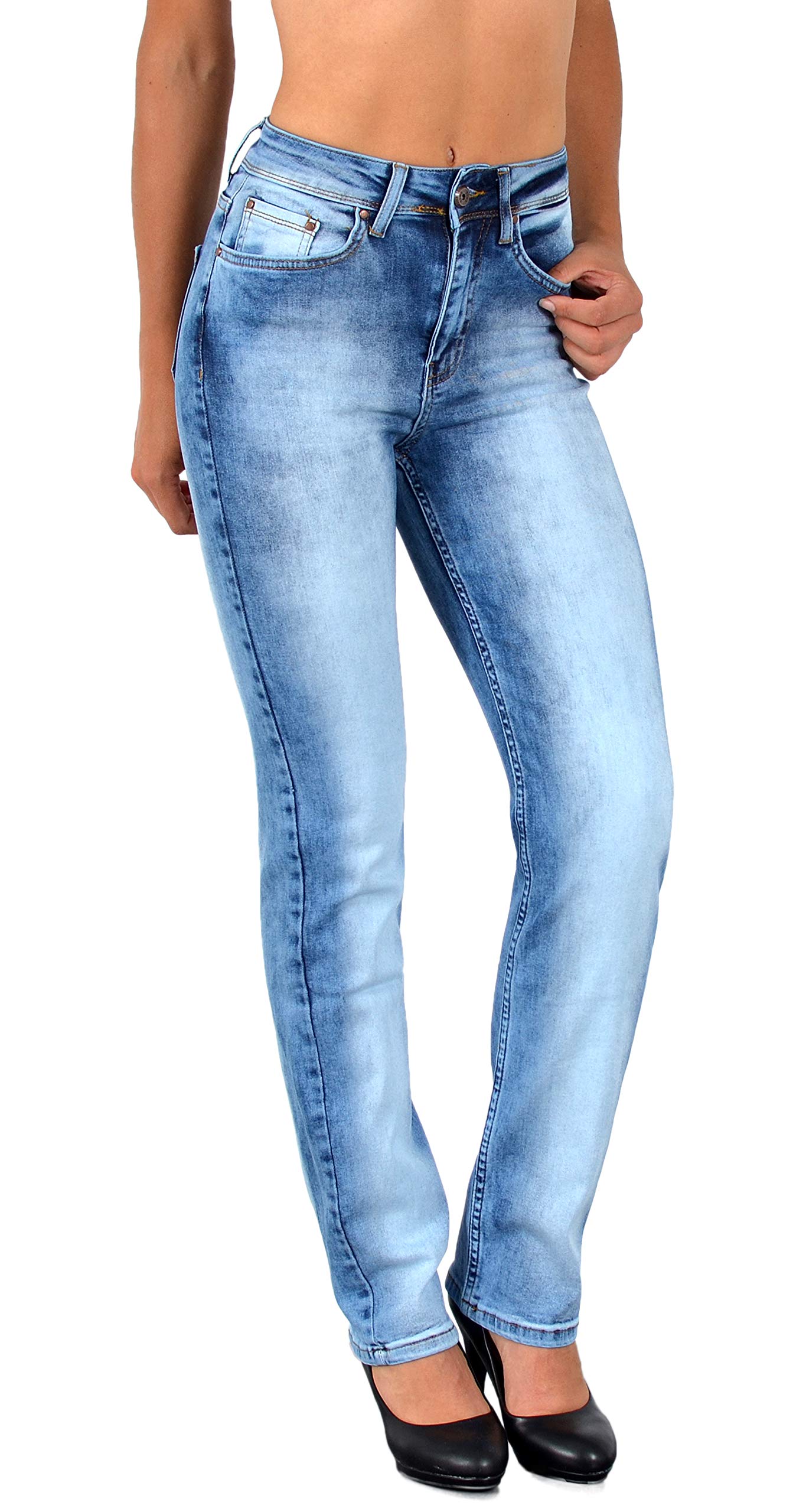 ESRA Women's Straight-Fit Jeans, Trousers, Straight Cut, up to Plus Size G700