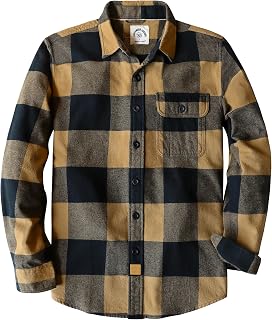 Dubinik® 6 oz Flannel Shirt for Men Long Sleeve Button Down Cotton Plaid