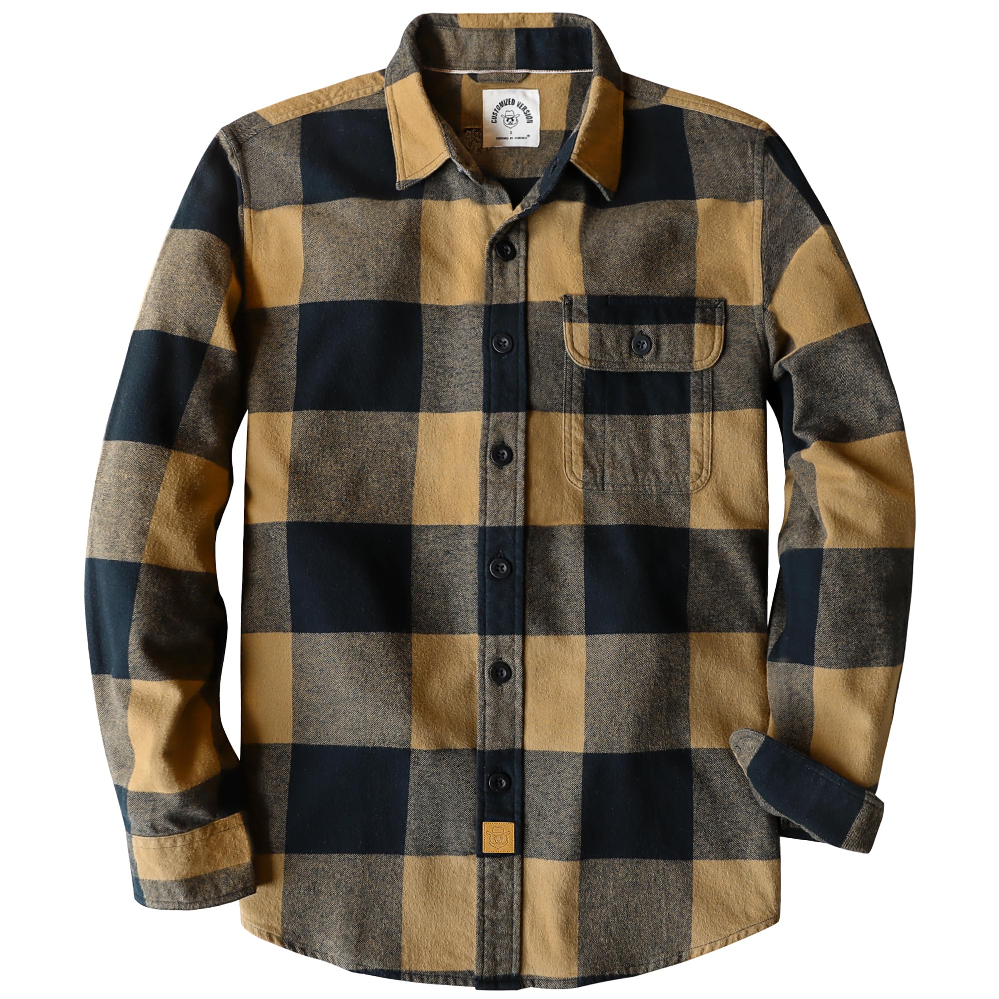 Dubinik® 6 oz Flannel Shirt for Men Long Sleeve Button Down Cotton Plaid