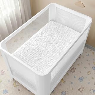 PAULATO Waterproof Crib Mattress Protector – Absorbent Mattress Cover for Toddler & Baby – 28x52 Soft Noiseless Hypoallergenic Machine Washable – Protector with Deep Elastic Skirt