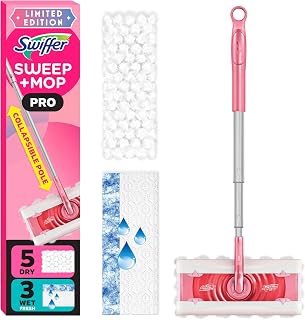 Swiffer Sweep and Mop Pro, 2-in-1 Floor Mopping , Multi-Surface Kit for Floor Cleaning, 5 Heavy Duty Dry Sweeping Cloths, 3 Heavy Duty Wet Mopping Cloths, Includes 1 Sweeper Device