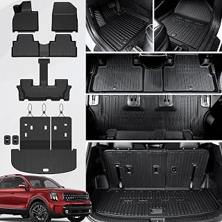 JOULARISE Floor Mats for Kia Telluride 2020-2025, with Cargo Mat | Full Protection Mat Set with Cargo Liner, All Weather TPE, Non Slip &amp; Odorless &amp; Scratch Proof, Telluride Accessories