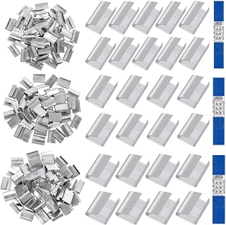 GLARKS 150pcs Open (Snap-on) Packaging Seals, 1/2in, 5/8in, 3/4in, Metal Buckle, Open Serrated, Silver