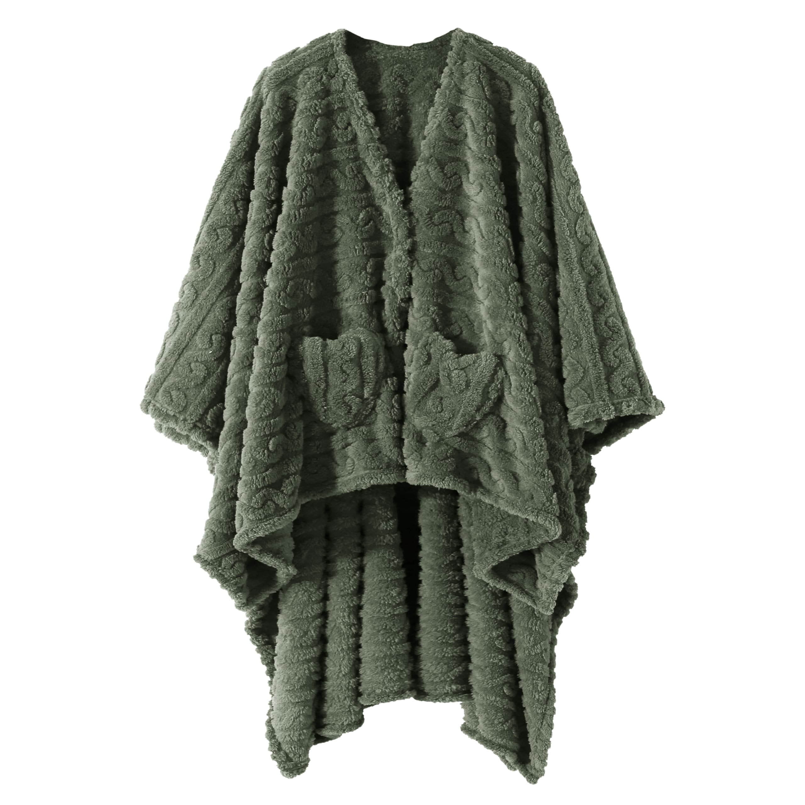 Wearable Blanket Sherpa Fleece Shawl Blanket with Pockets Blanket Poncho Cape fo
