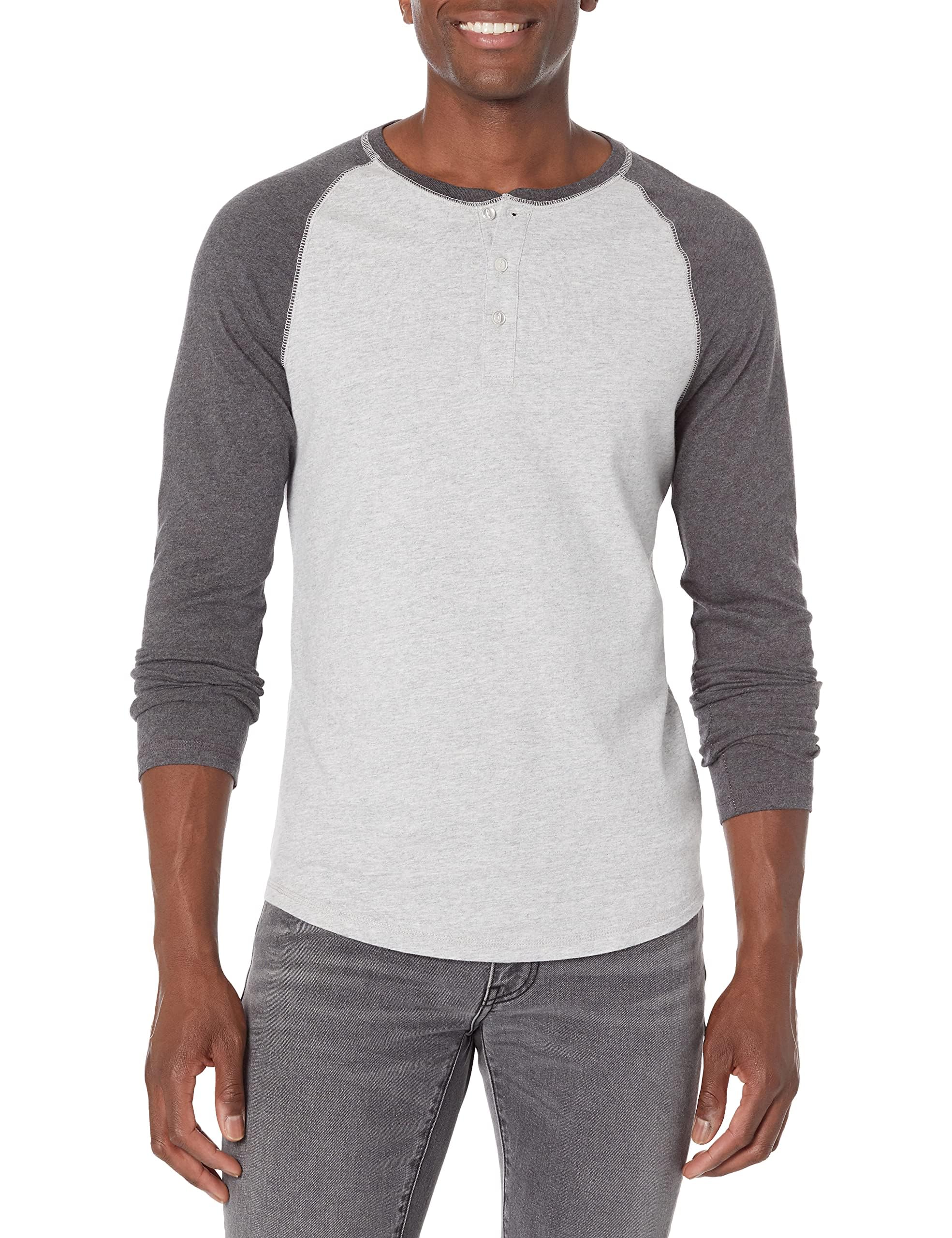 Amazon Essentials Men's Long Sleeve Henley Shirt 100% Cotton