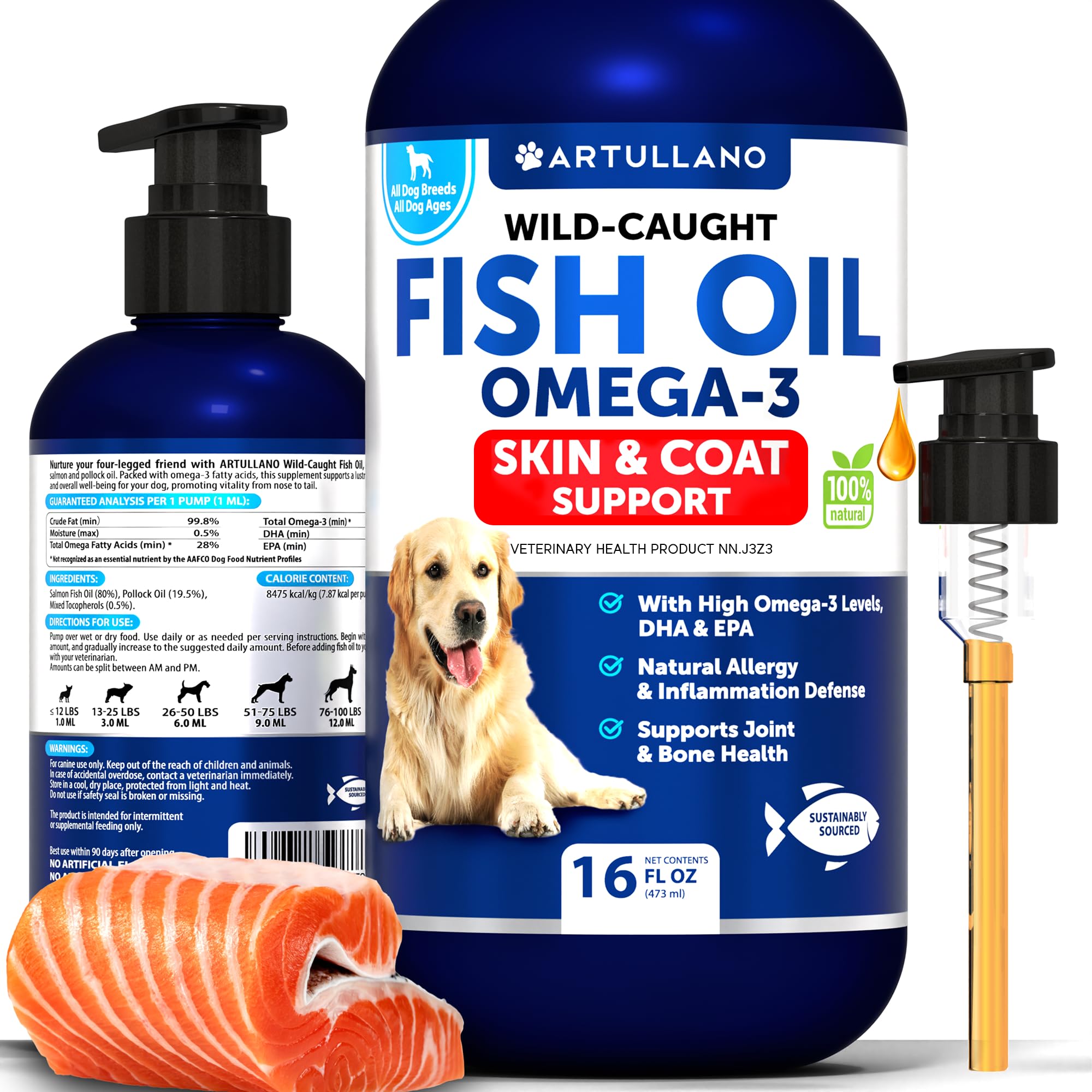 Fish Oil for Dogs - 473 ml - Salmon Oil for Dogs - Liquid Omega 3,EPA & DHA
