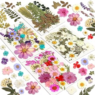 Dried Flowers, Resiners 100Pcs Pressed Flowers for Craft | Real Natural Dried Flowers Dry Leaves Kit for DIY Making Crafts Resin Soap Candle Scrapbook Supplies Card Making Jewelry