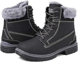 ziitop Womens Snow Boots Waterproof Winter Boots Fur Lined Warm Hiking Boots Ladies Lace Up Walking Boots Anti-Slip Lightweight Outdoor Ankle Boots