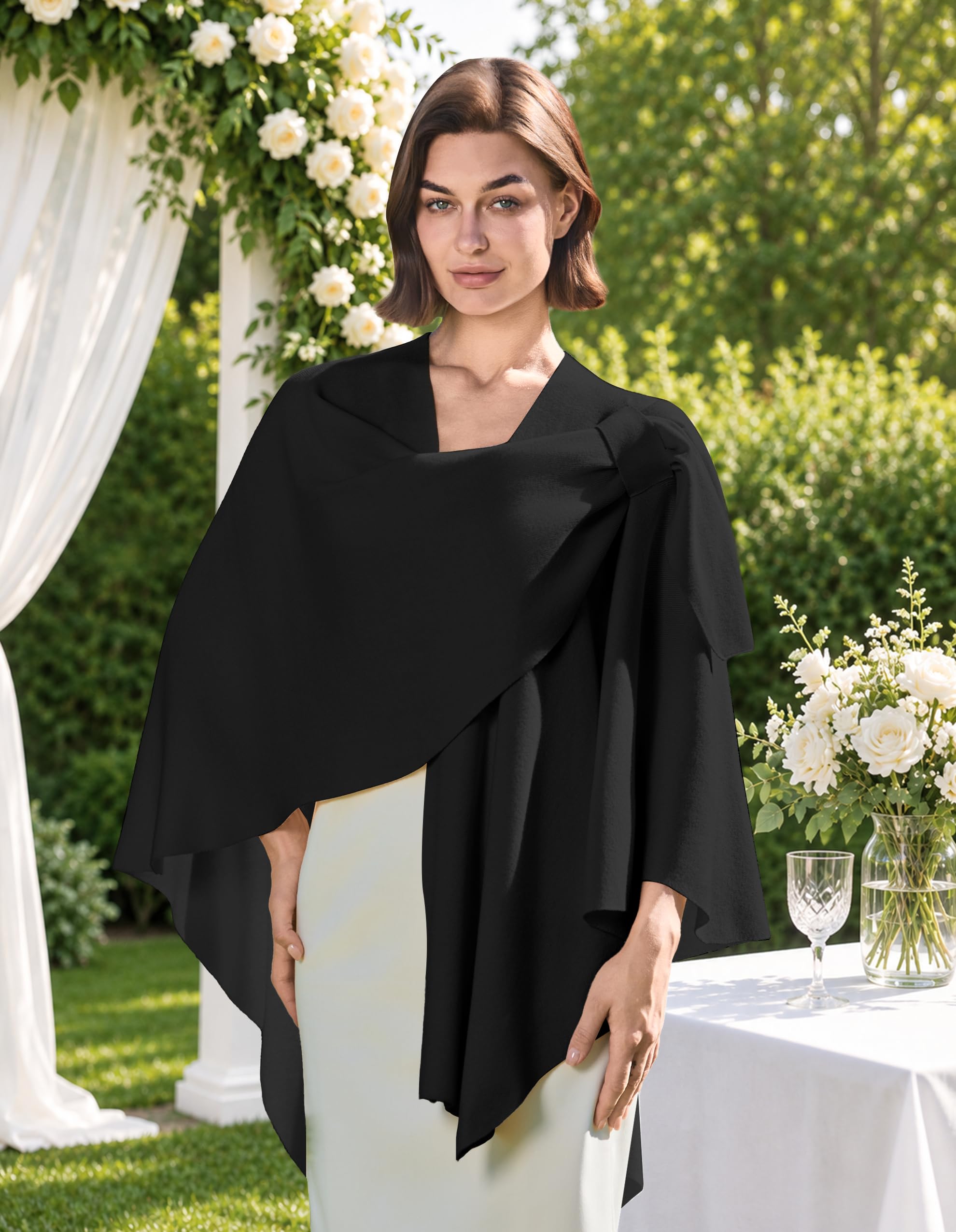 PULI women's poncho scarf, cashmere feel knitted cape cardigan for women, gift f