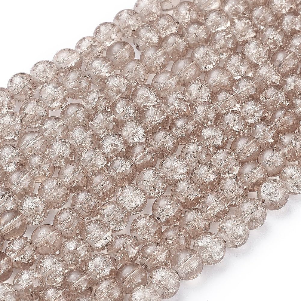 About 100pcs 8mm Round Crackle Glass Beads Handmade Loose Spacer Beads for DIY F