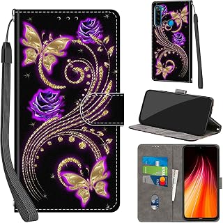 Cover for Xiaomi Redmi Note 8 Wallet Case Pink Butterfly