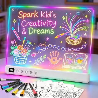 Lumiboard Led Drawing Board with 13 Light Effects, 16" Rechargeable Glow Doodle LED Note Board with Colors, Neon Light Up Drawing Tablet Gifts for Kids for Easter Birthday Christmas Gift Ideas
