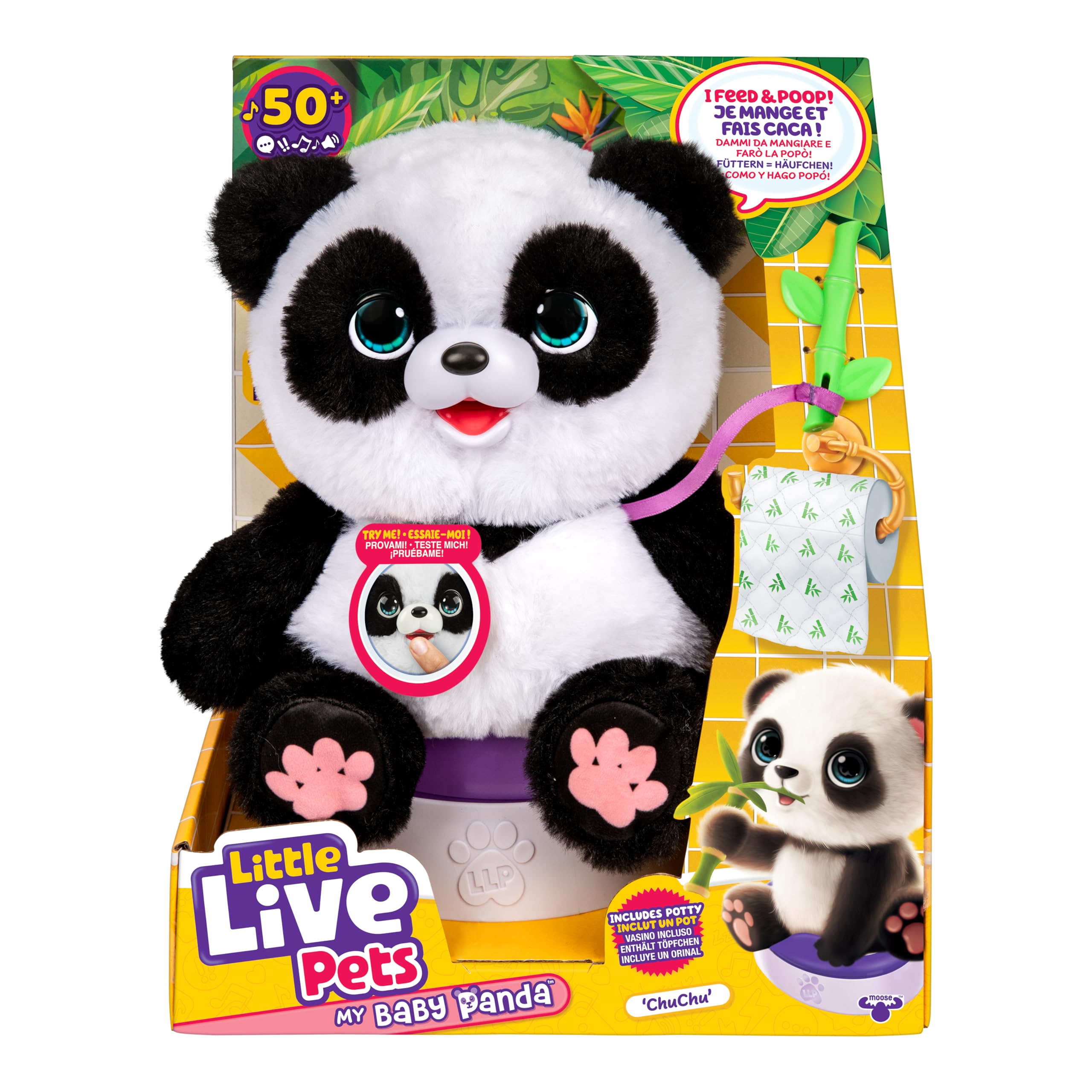 Little Live Pets My Baby Panda Toys ChuChu Plush - Interactive Sounds, Feeding, 