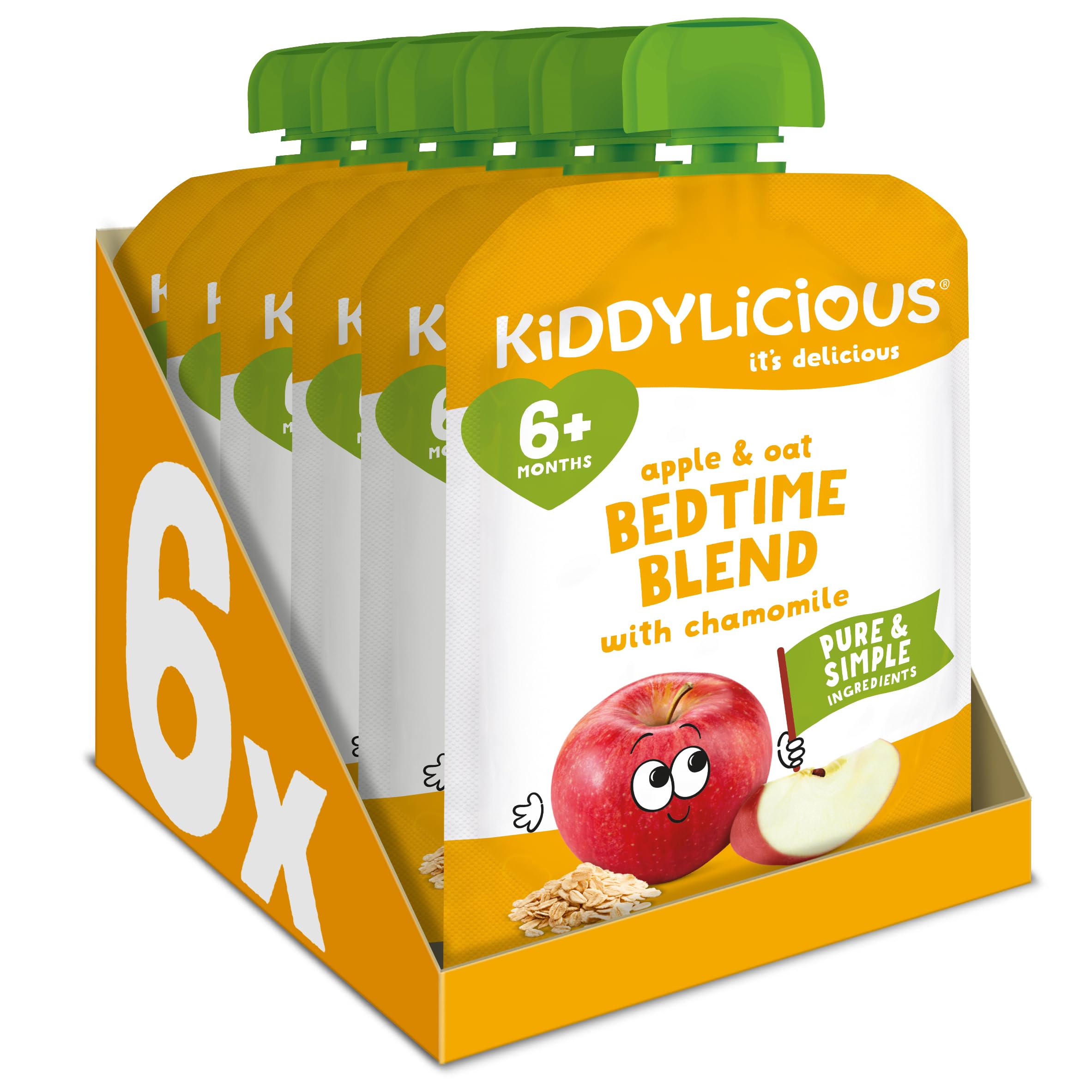 Kiddylicious Bedtime Blend Apple, Oat & Chamomile Pouches - Delicious Pouches fo