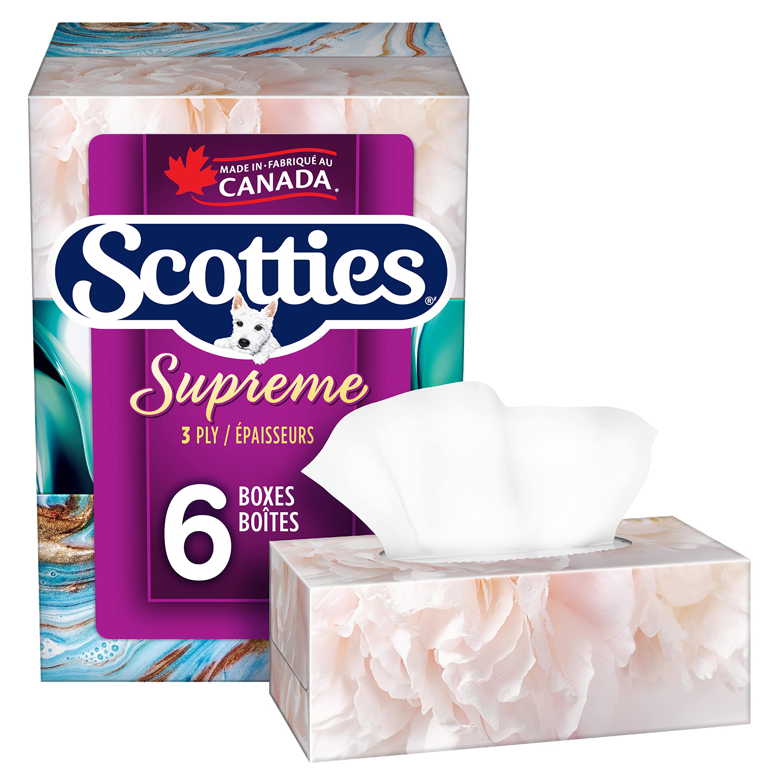 Scotties Supreme 3 Ply Soft & Strong Facial Tissue, Hypoallergenic and Dermatolo